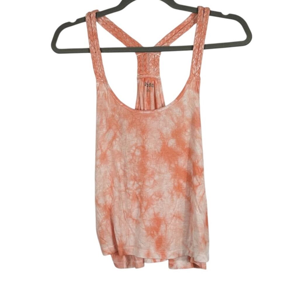 Mudd Orange and White Tie-Dye Tank Top Size Large